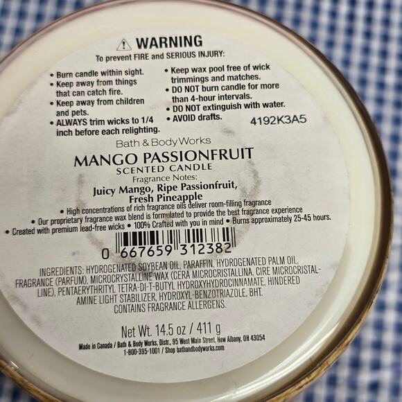 BBW Mango Passionfruit Large 3 Wick Candle Home Fragrance Decor - Picture 2 of 2